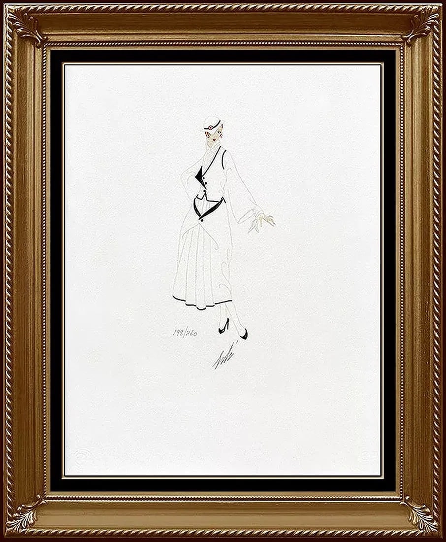 Erte Color Lithograph Signed Art Deco Costume Dress Design Romain Tirtoff (1 of 5)