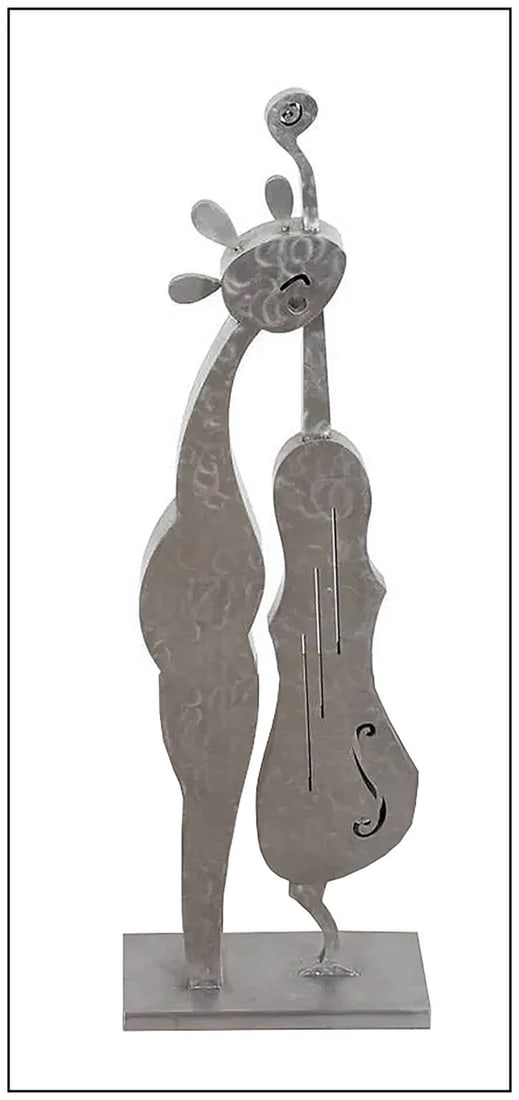 Charles Stratos Large Original Bronze Steel Sculpture The Musician Signed Art (1 of 6)