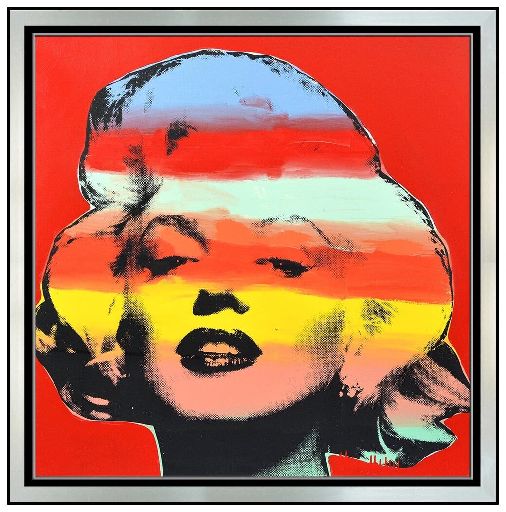 Steve Kaufman Large Marilyn Monroe Embellished Screenprint On Canvas Signed Art: This lot includes:Gallery COA. In-house shipping available (insurance and international shipping for an additional charge).Artist: Steve KaufmanTitle: Marilyn Series I (Red)Medium: Screenprint Size: 3