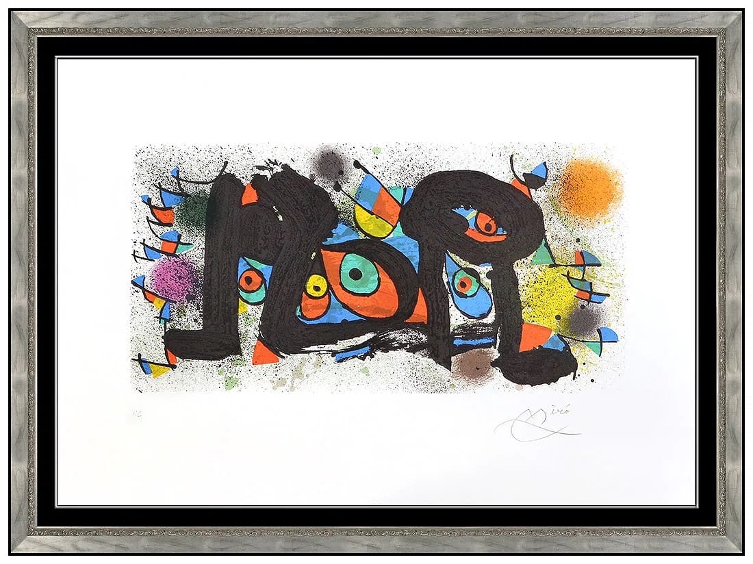 Joan Miro Original Color Lithograph Sculptures Hand Signed Framed Artwork: This lot includes:Gallery COA. In-house shipping available (insurance and international shipping for an additional charge).Artist: Joan MiroTitle: SculpturesMedium: LithographSize: 22” x 30&rdqu