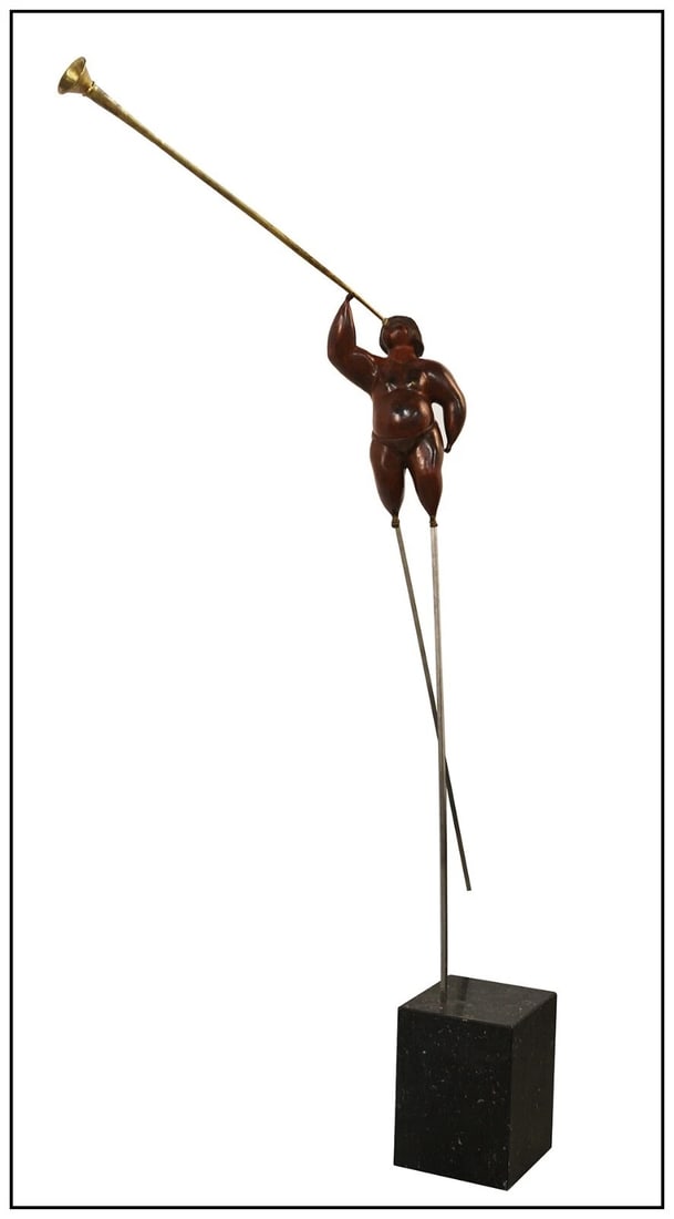 Ricietl Vurkovitsky Large Original Bronze Sculpture Hand Signed Female Figure: This lot includes: Gallery COA & free domestic shipping (*insurance and international shipping for an additional charge)Artist: Ricietl VurkovitskyTitle: El HeraldoMedium: BronzeSize: 104” x 20&