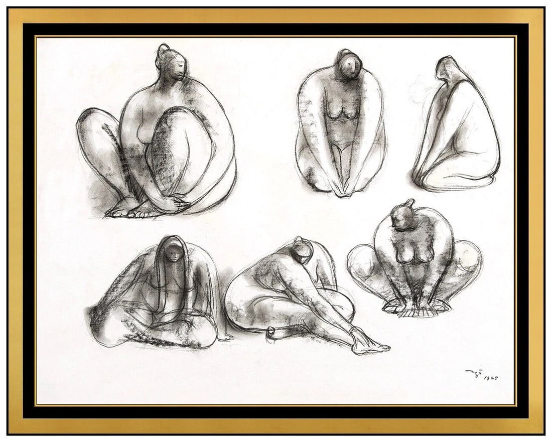Francisco Zuniga Original Conte Crayon Drawing Signed Nude Female Figurative Art: This lot includes:Gallery COA. In-house shipping available (insurance and international shipping for an additional charge).Artist: Francisco Zuniga Title: Study for Bronze Medium: Crayon drawing on pa