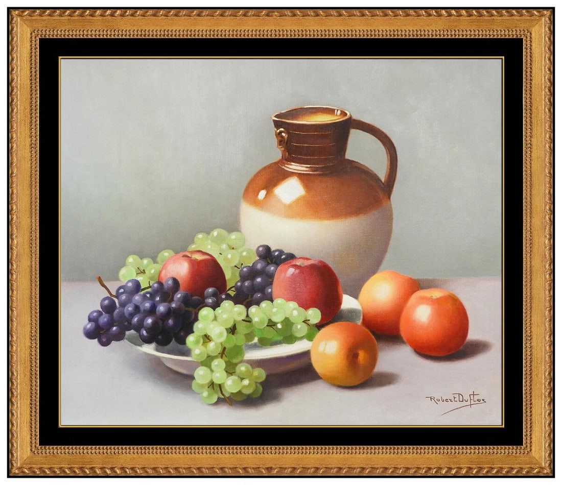 Robert Duflos Original Oil Painting On Canvas Signed Still Life Fruit Food Art (1 of 4)