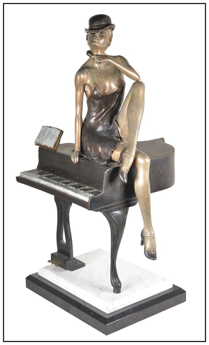 Howard Jason Large Cabaret Bronze Sculpture Signed Woman Figure Piano Music Art: This lot includes:Gallery COA. In-house shipping available (insurance and international shipping for an additional charge).Artist: Howard Jason Title: CabaretMedium: Bronze Sculpture Size: 27” x