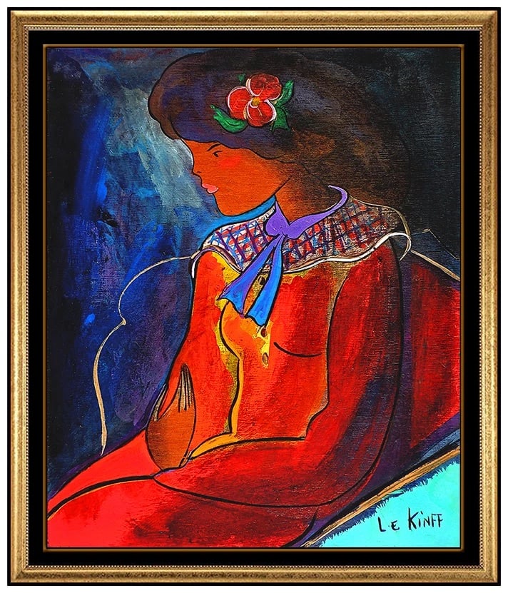 Linda Le Kinff Original Oil Painting On Board Signed Modern Cubism Portrait Art: This lot includes:Gallery COA. In-house shipping available (insurance and international shipping for an additional charge).Artist: Linda Le KinffTitle: Good MorningMedium: Oil Painting on BoardSize: 2