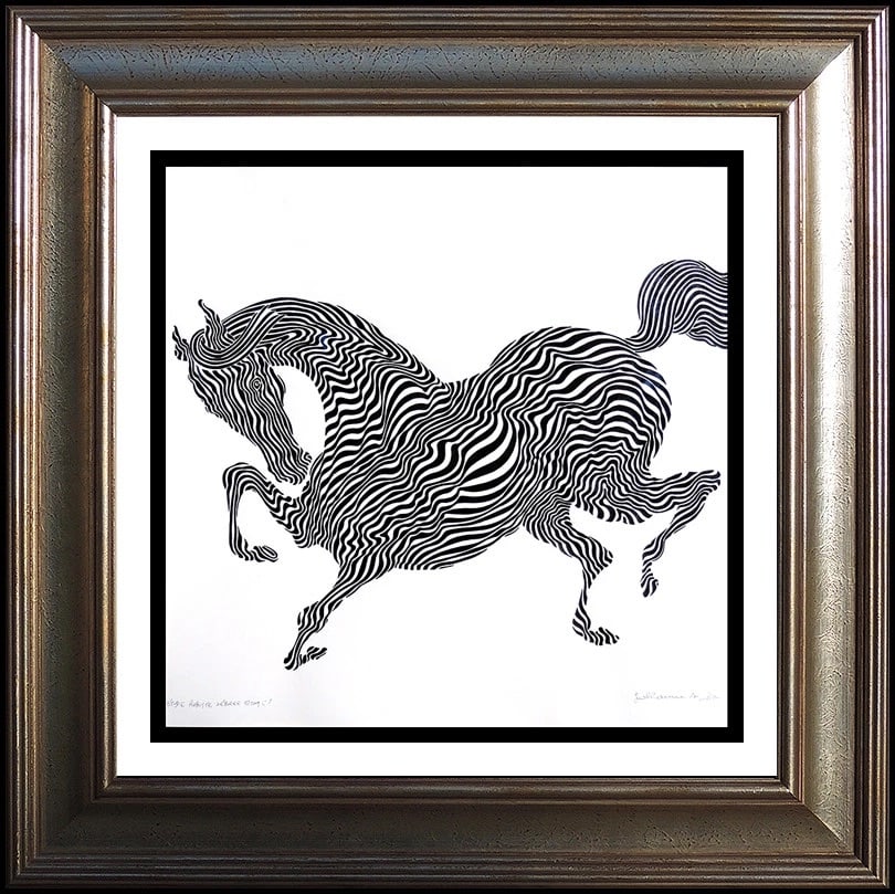 Guillaume Azoulay Original Ink Drawing Signed Modern Robuste Zebra Animal Art (1 of 5)