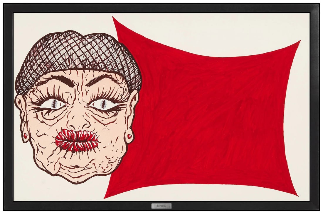 Jim Shaw Original Gouache Dream Object Portrait Painting Framed Modern Artwork: This lot includes:Gallery COA. In-house shipping available (insurance and international shipping for an additional charge).Artist: Jim ShawTitle: Dream Object, Part A Medium: Gouache Painting Size: 9"