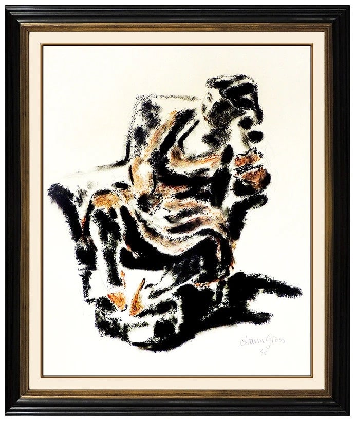 Chaim Gross Rare Original Pastel Drawing Signed Female Portrait Artwork Framed (1 of 5)