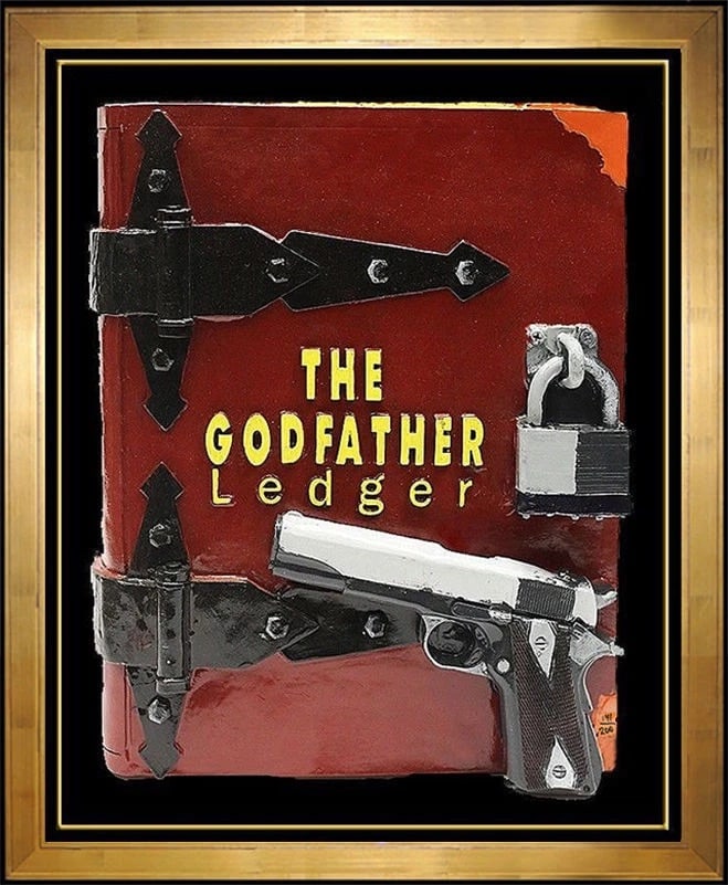 Steve Kaufman Original Sculpture The Godfather Ledger Book Signed Painting Art: This lot includes:Gallery COA. In-house shipping available (insurance and international shipping for an additional charge).Artist: Steve Kaufman Title: The Godfather LedgerMedium: The Godfather Ledger
