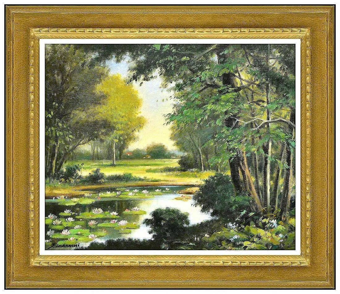 Seitoku Igarashi Original Oil Painting On Canvas Signed Water Landscape Artwork (1 of 4)
