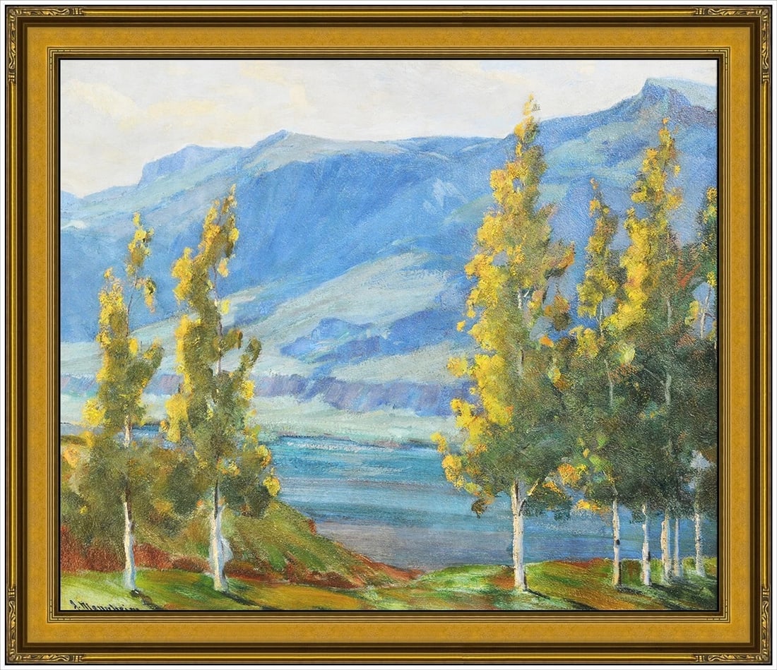 Jean Mannheim Original Painting On Board Signed Western Landscape Framed Art (1 of 4)