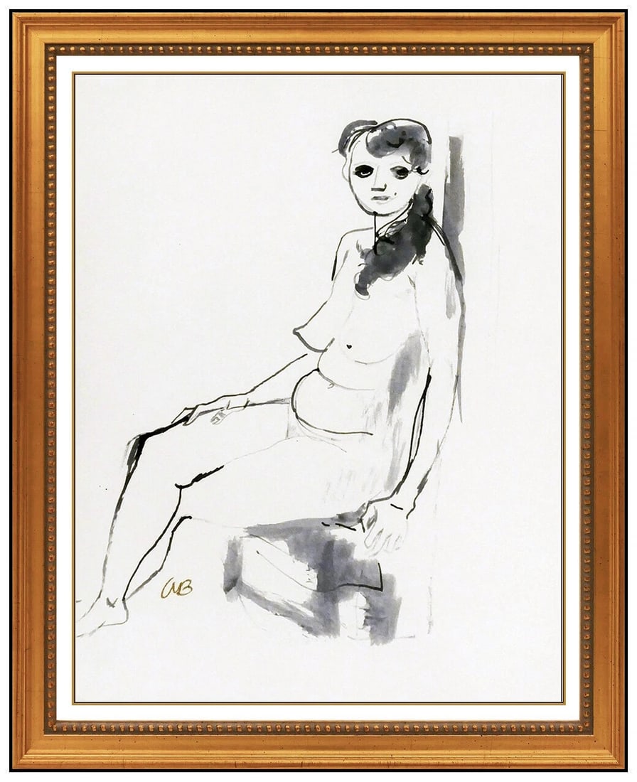 Aaron Bohrod Original Watercolor Painting Signed Female Portrait Framed Artwork: This lot includes:Gallery COA. In-house shipping available (insurance and international shipping for an additional charge).Artist: Aaron Bohrod Title: RestingMedium: WatercolorSize: 12" x 9.5"Framed: