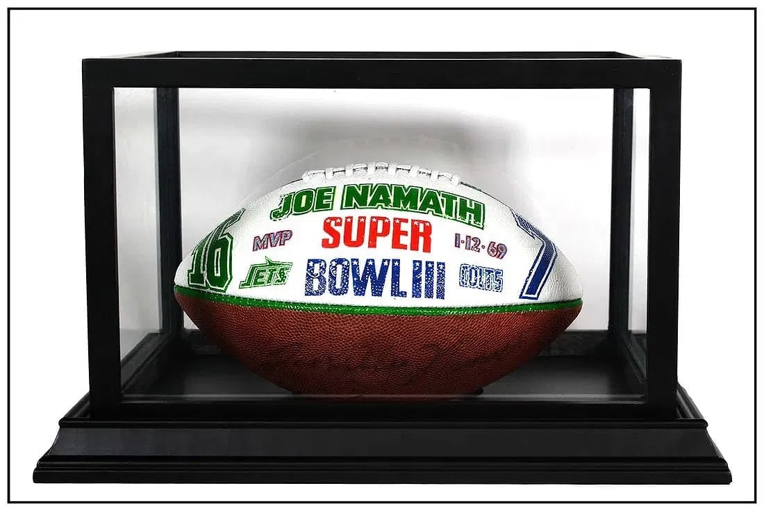 Joe Namath Signed Painted NFL Football Super Bowl III New York Jets Memorabilia: This lot includes:Gallery COA. In-house shipping available (insurance and international shipping for an additional charge).Signed By: Joe NamathMedium: Painted NFL FootballSize: 6 ½” x 11