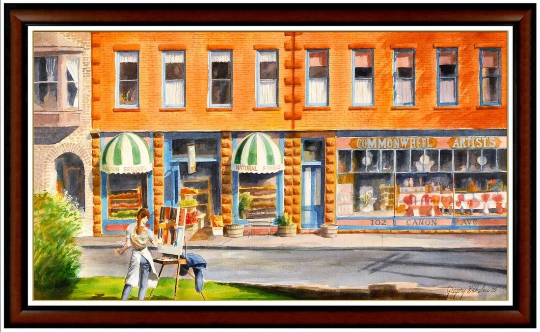 Gregory Wilhelmi Large Original Watercolor Painting Signed Cityscape Framed Art (1 of 5)