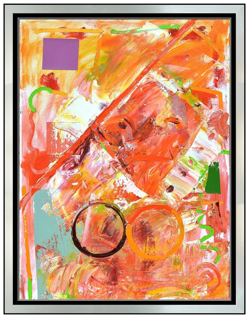 Dick Wray Original Oil Painting On Canvas Signed Modern Abstract Framed Artwork (1 of 4)