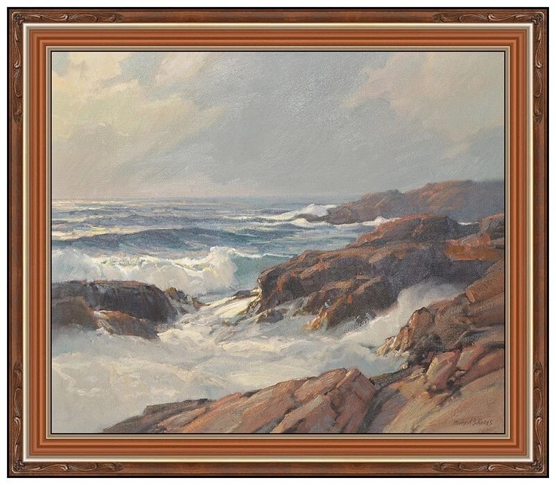 Michael B Karas Original Painting On Canvas Signed Ocean Landscape Framed Art (1 of 4)