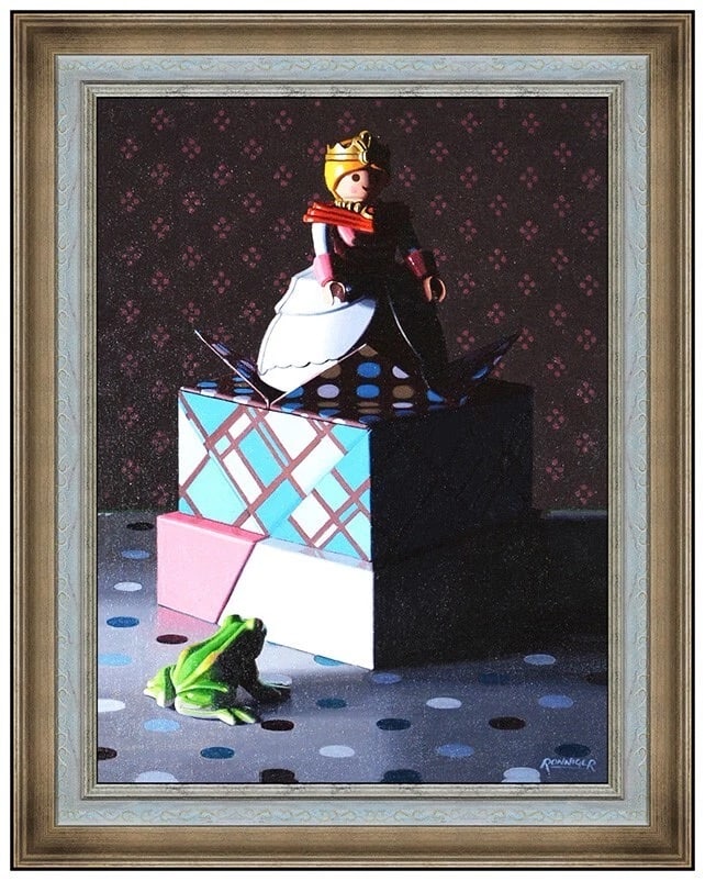 Nate Ronniger Original Oil Painting On Board Signed Doll Still Life Framed Art: This lot includes:Gallery COA. In-house shipping available (insurance and international shipping for an additional charge).Artist: Nate RonnigerTitle: Princess and the Frog Medium: Oil Painting On Boa