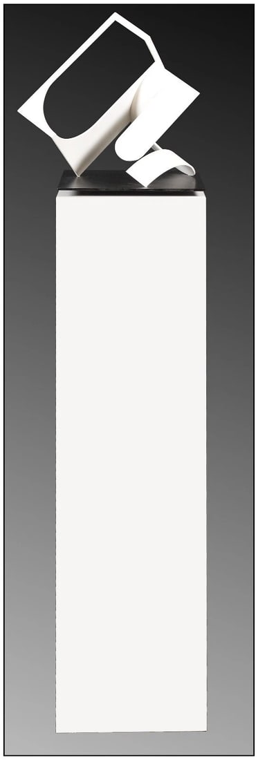 Fletcher Benton Original Painted Steel Sculpture Signed Folded Square Alphabet U: This lot includes:Gallery COA. In-house shipping available (insurance and international shipping for an additional charge).Artist: Fletcher BentonTitle: Folded Square Alphabet UMedium: painted Steel s