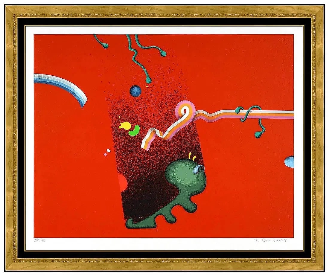 Yankel Ginzburg Original Abstract Silkscreen Print Signed Framed Artwork (1 of 5)