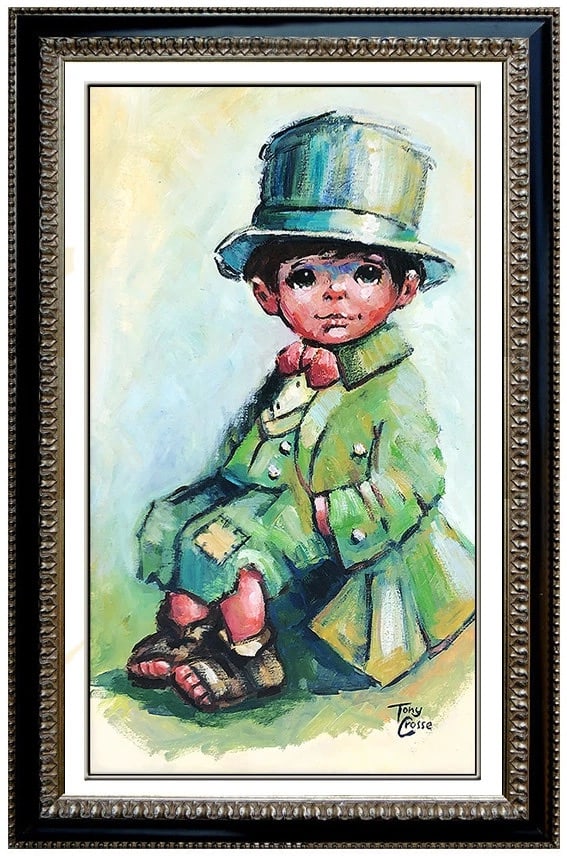 Tony Crosse Original Oil Painting On Canvas Signed Child Boy Portrait Artwork: This lot includes:Gallery COA. In-house shipping available (insurance and international shipping for an additional charge).Artist: Tony CrosseTitle: Lucky Little Leprechaun Medium: Oil On Canvas Size: