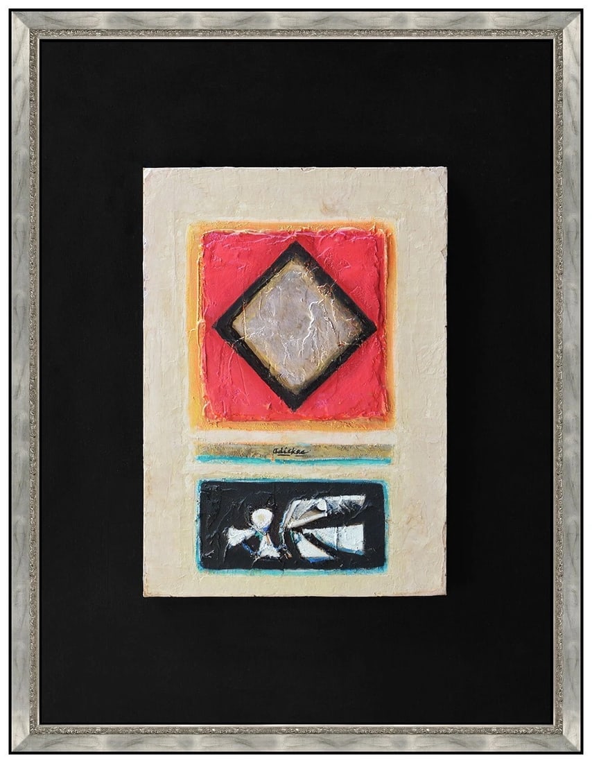 David Pryor Adickes Large Original Painting On Board Signed Abstract Framed Art (1 of 5)