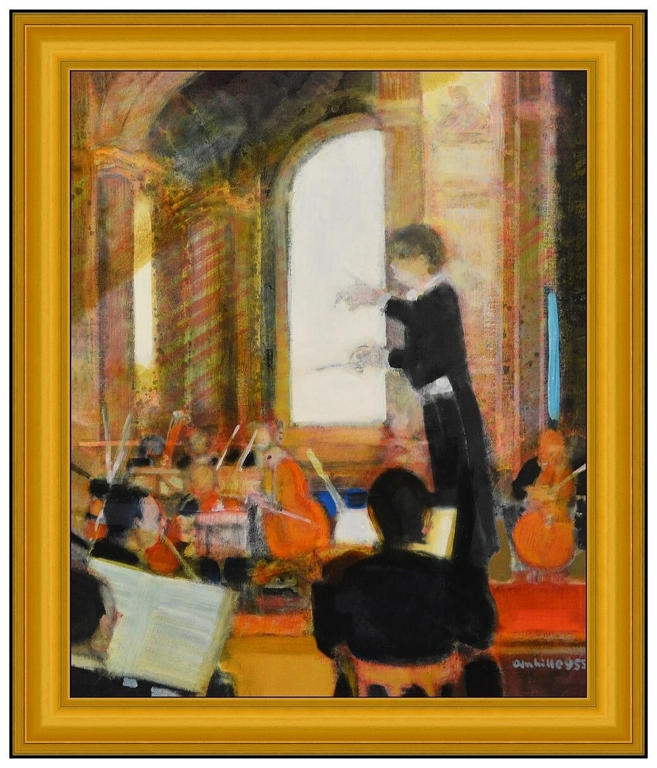 Paul Ambille Original Painting On Canvas Signed Music Portrait Framed Artwork (1 of 5)