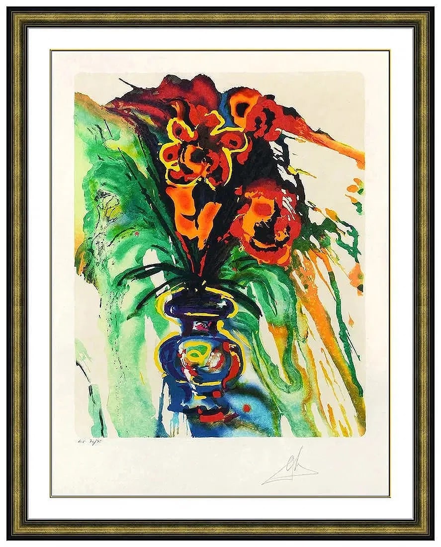 Salvador Dali Original Lithograph Signed Galas Bouquet Framed Artwork (1 of 6)