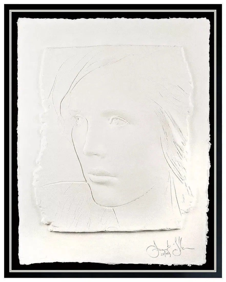 Frank Gallo Cast Paper Relief Sculpture Hand Signed Portrait Artwork (1 of 6)