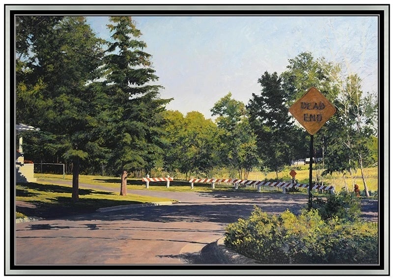 Gary Bowling Large Original Oil Painting On Canvas Signed Landscape Framed Art: This lot includes:Gallery COA. In-house shipping available (insurance and international shipping for an additional charge).Artist: Gary BowlingTitle: End of the RoadMedium: Oil Painting on CanvasSize: