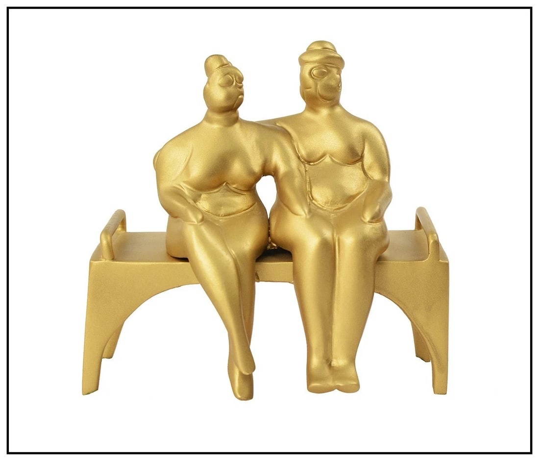 Bruno Luna Original Bronze Sculpture With Gold Leaf Signed Modern Art Rare: This lot includes:Gallery COA. In-house shipping available (insurance and international shipping for an additional charge).Artist: Bruno LunaTitle: Day at the ParkMedium: BronzeSize: 6"h x 4" x 6"Sign