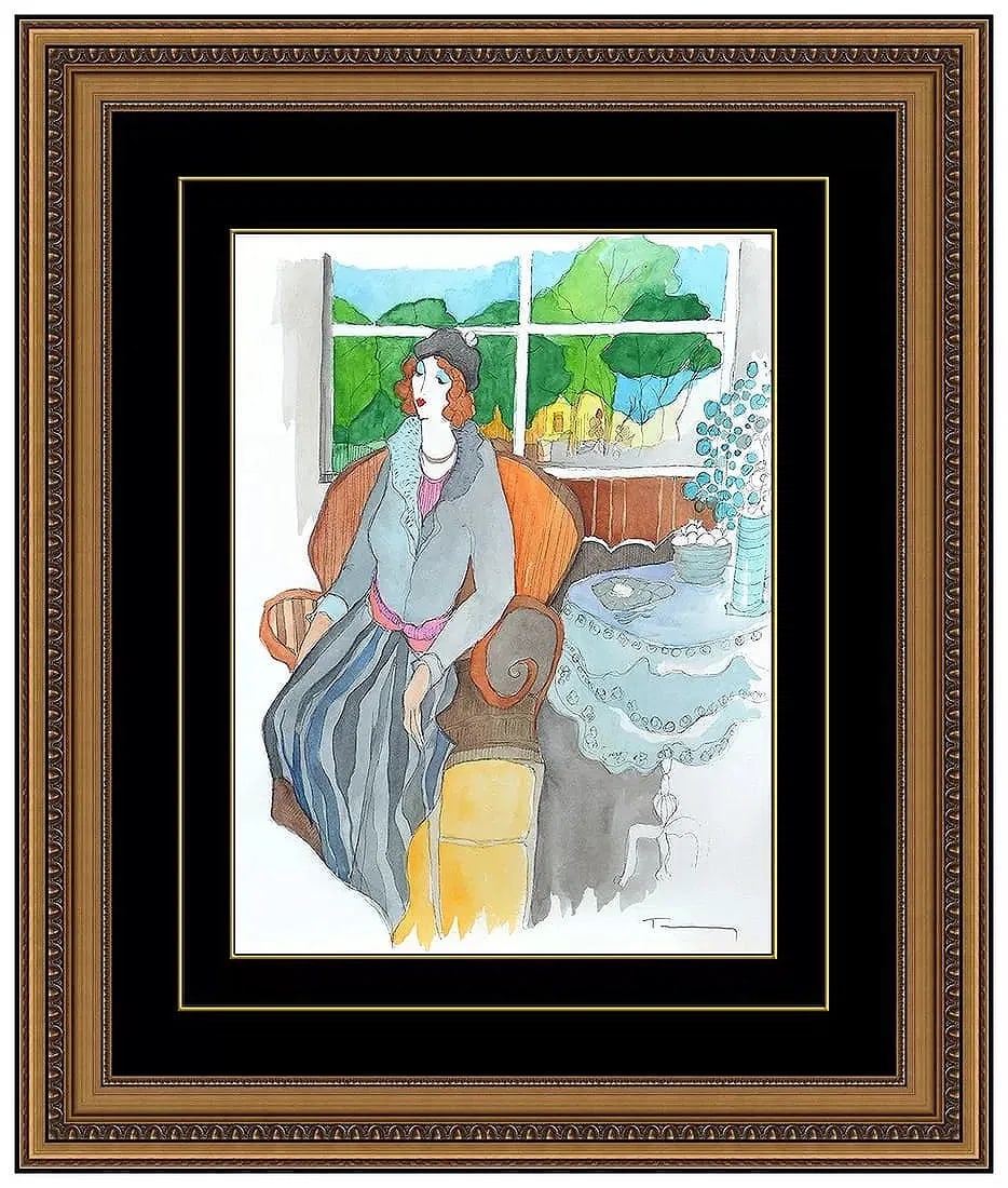 Itzchak Tarkay Original Watercolor Painting Signed Lady Woman Figure Framed Art (1 of 5)