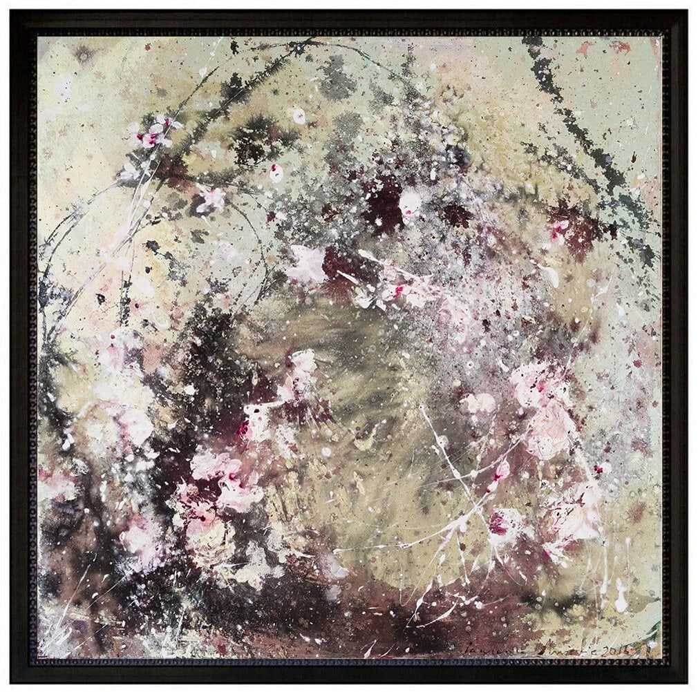 Laurence Amelie Original Acrylic Painting On Canvas Signed Flowers Framed Art: This lot includes:Gallery COA. In-house shipping available (insurance and international shipping for an additional charge).Artist: Laurence AmelieTitle: Fuschia ArborMedium: Acrylic On Canvas Size: 28