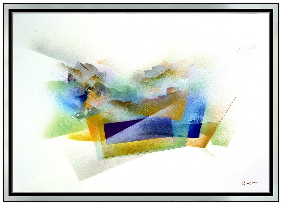 Pan Qiqun Large Original Acrylic Painting Signed Modern Abstract Qi Qun Artwork: This lot includes:Gallery COA. In-house shipping available (insurance and international shipping for an additional charge).Artist: Pan QiQun Title: Kaleidoscope Medium: Acrylic PaintingSize: 28" x 38"