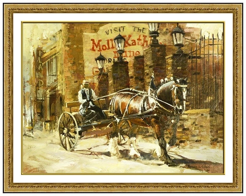 Richard D Thomas Original Oil Painting On Board Signed Western Horse Framed Art (1 of 5)