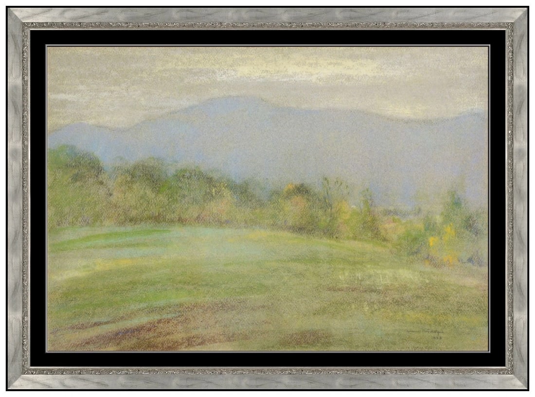 Johann Berthelsen Original Pastel Painting Signed Mountain Landscape Framed Art (1 of 4)