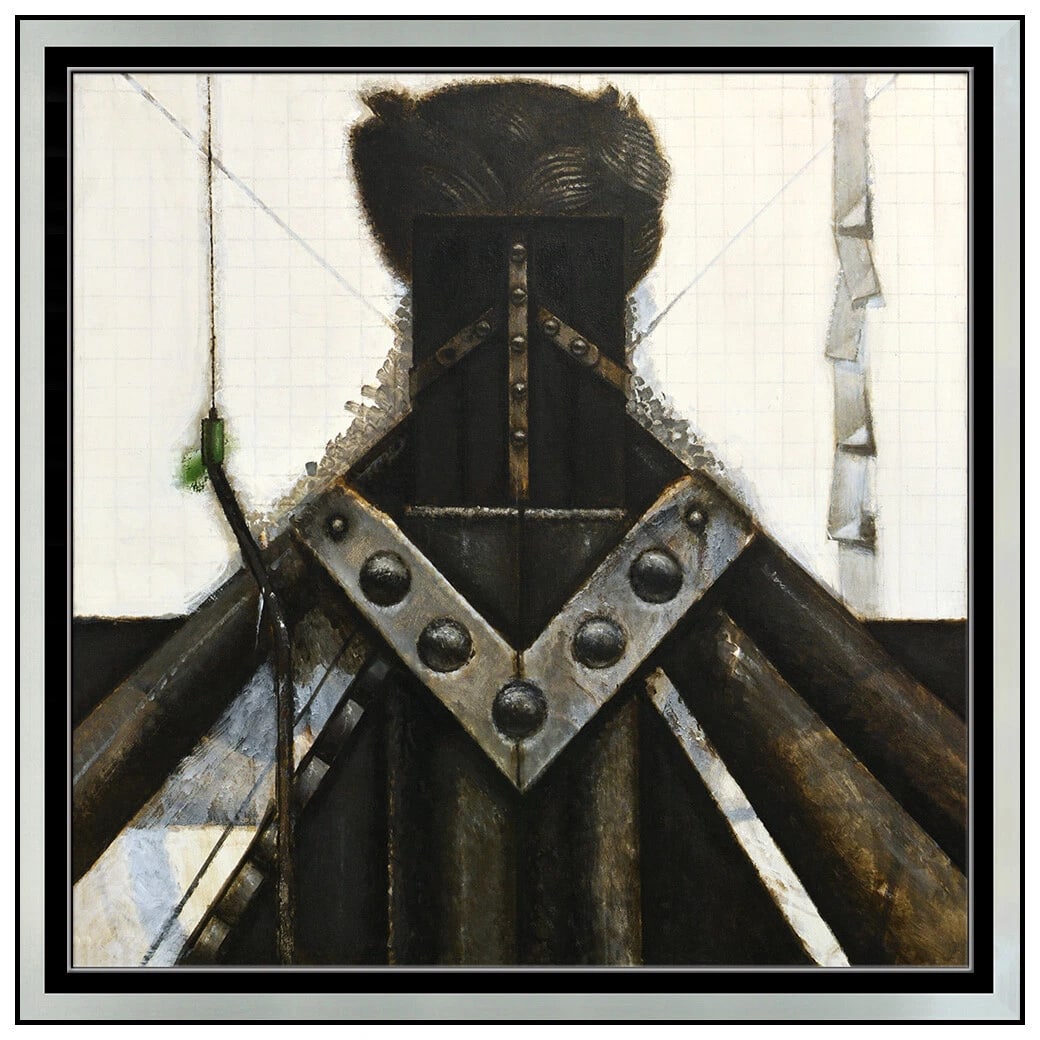 Nick De Angelis Original Industrial Oil Painting On Canvas Signed Framed Artwork (1 of 5)