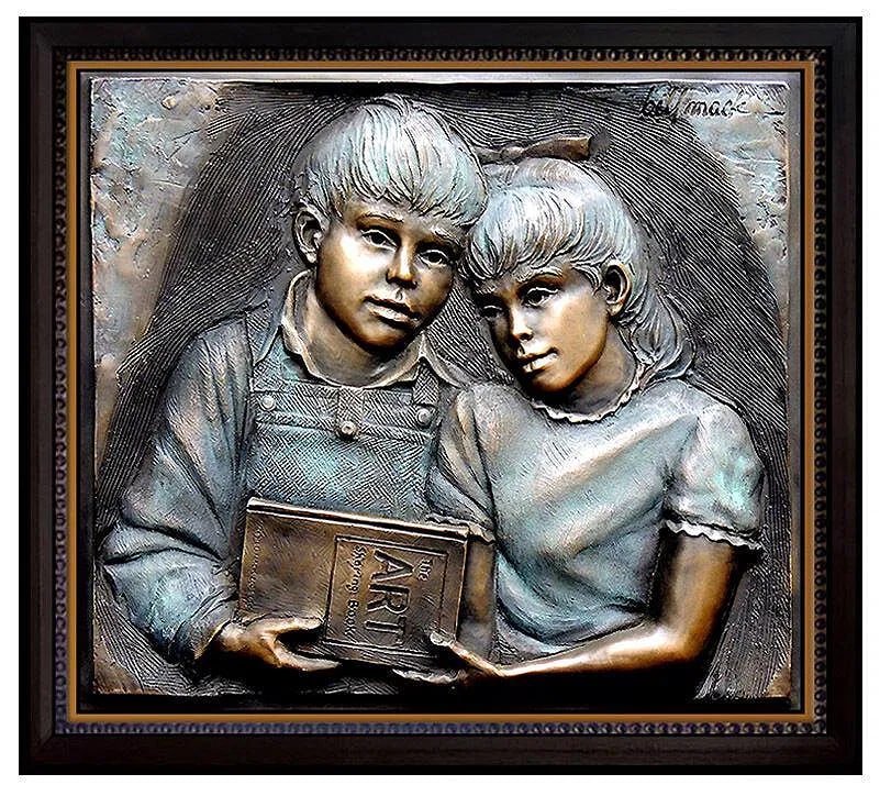 Bill Mack Sharing Original Bronze Sculpture Signed Figurative Relief Artwork (1 of 4)