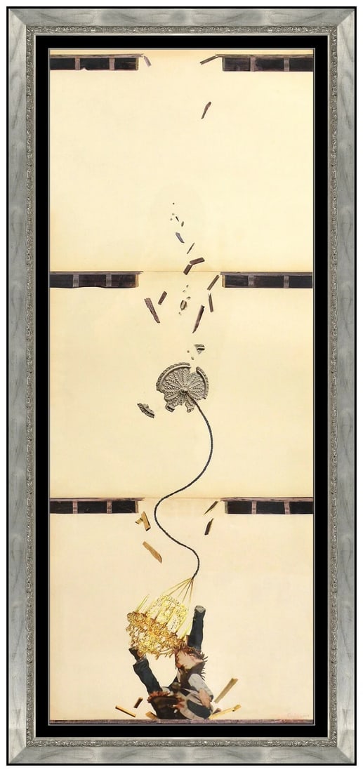 Javier Pinon Original Mixed Media Collage Painting Signed Modern Framed Art (1 of 4)