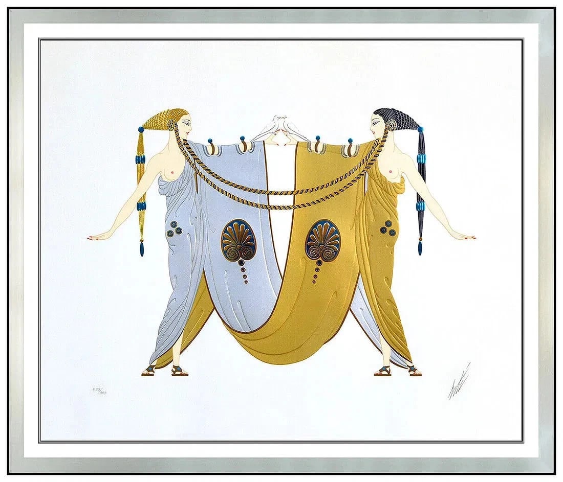 Erte Sisters Original Embossed Serigraph Hand Signed Art Deco Costume Design Art (1 of 7)