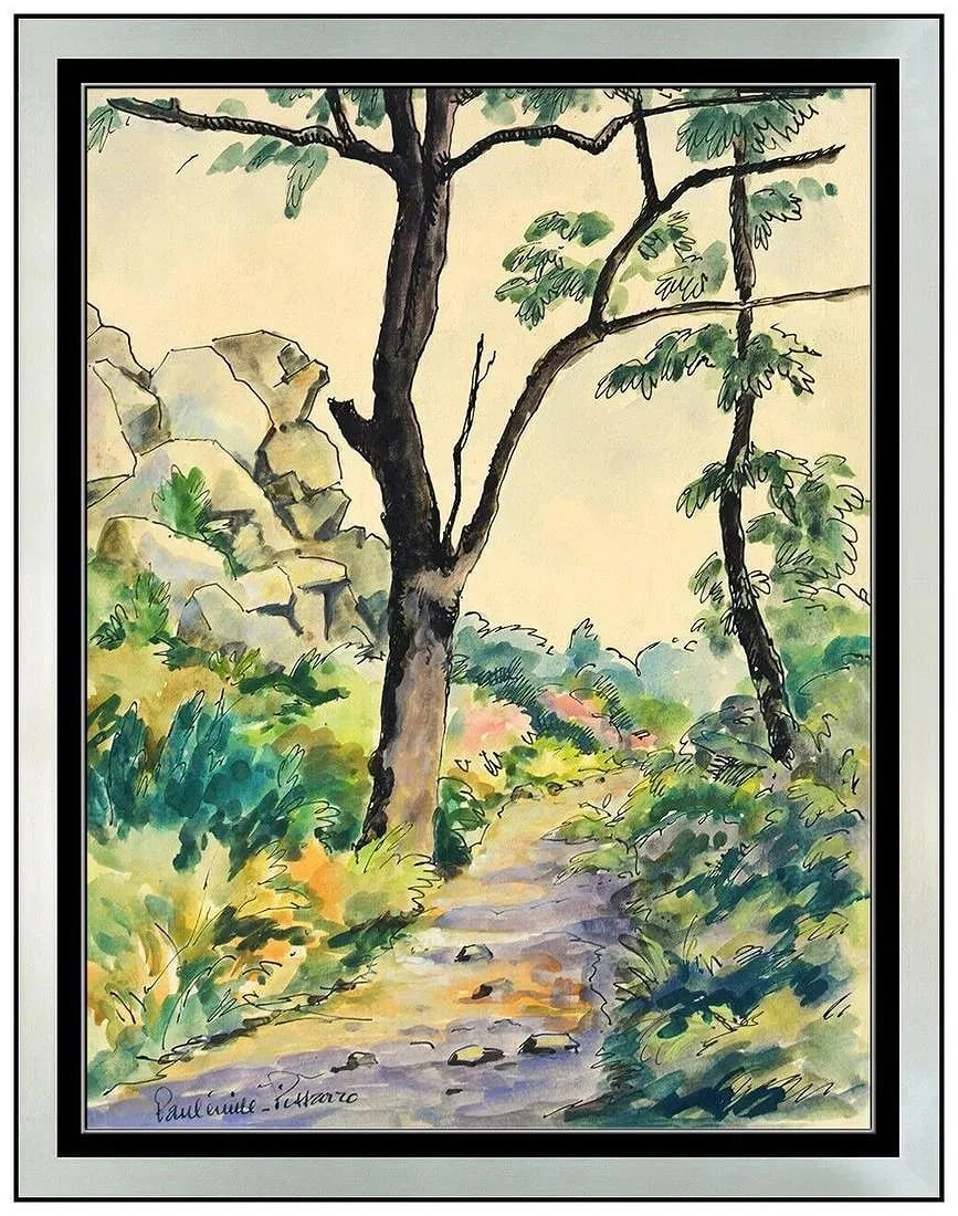 Paul Emile Pissarro Original Watercolor Painting Signed Landscape Framed Artwork (1 of 4)