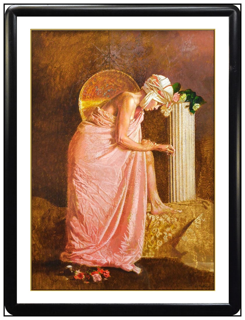 Angelo Vadala Original Oil Painting On Board Signed Female Portrait Framed Art (1 of 4)