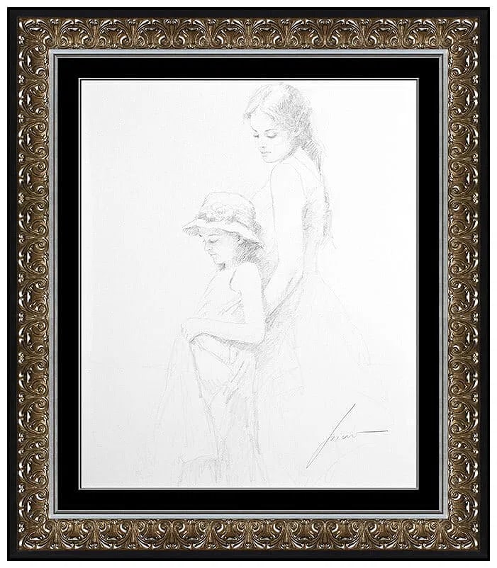 Pino Daeni Original Drawing Hand Signed Female Child Portrait Framed Art (1 of 4)