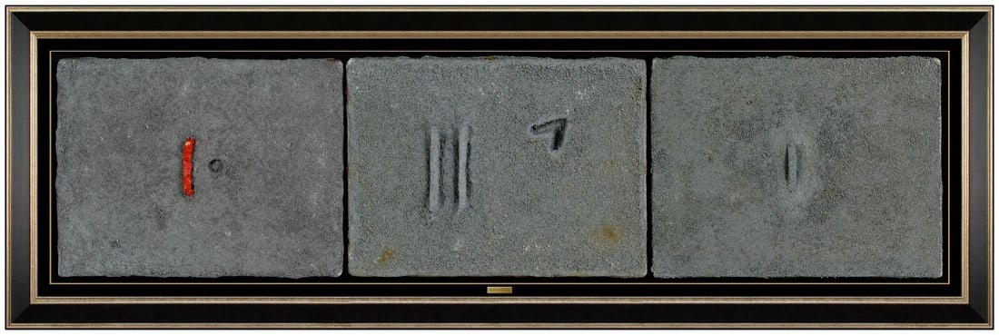 Bettina Werner Large Original Salt Painting Triptych On Canvas Signed Abstract Art: This lot includes:Gallery COA (*Fully Insured In-house shipping for an additional charge)Artist: Bettina Werner Title: Campi Plumbei Medium: salt, resin and pigment painting on 3 sheets of boardSize: