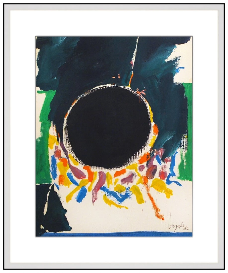 James Hiroshi Suzuki Original Oil Painting On Paper Signed Geometric Abstract Art: This lot includes:Gallery COA (*Fully Insured In-house shipping for an additional charge)Artist: James Hiroshi SuzukiTitle: Wrecking Ball Medium: Oil painting on art paperSize: 24” x 18”Fr