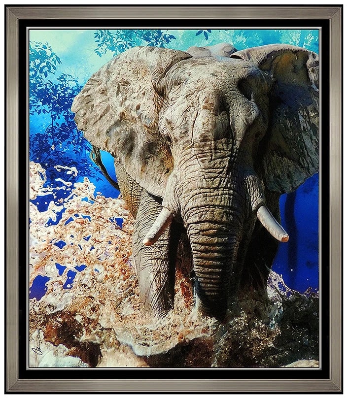 Adam Scott Rote Original Giclee On Aluminum Signed Elephant Wildlife Framed Art (1 of 4)