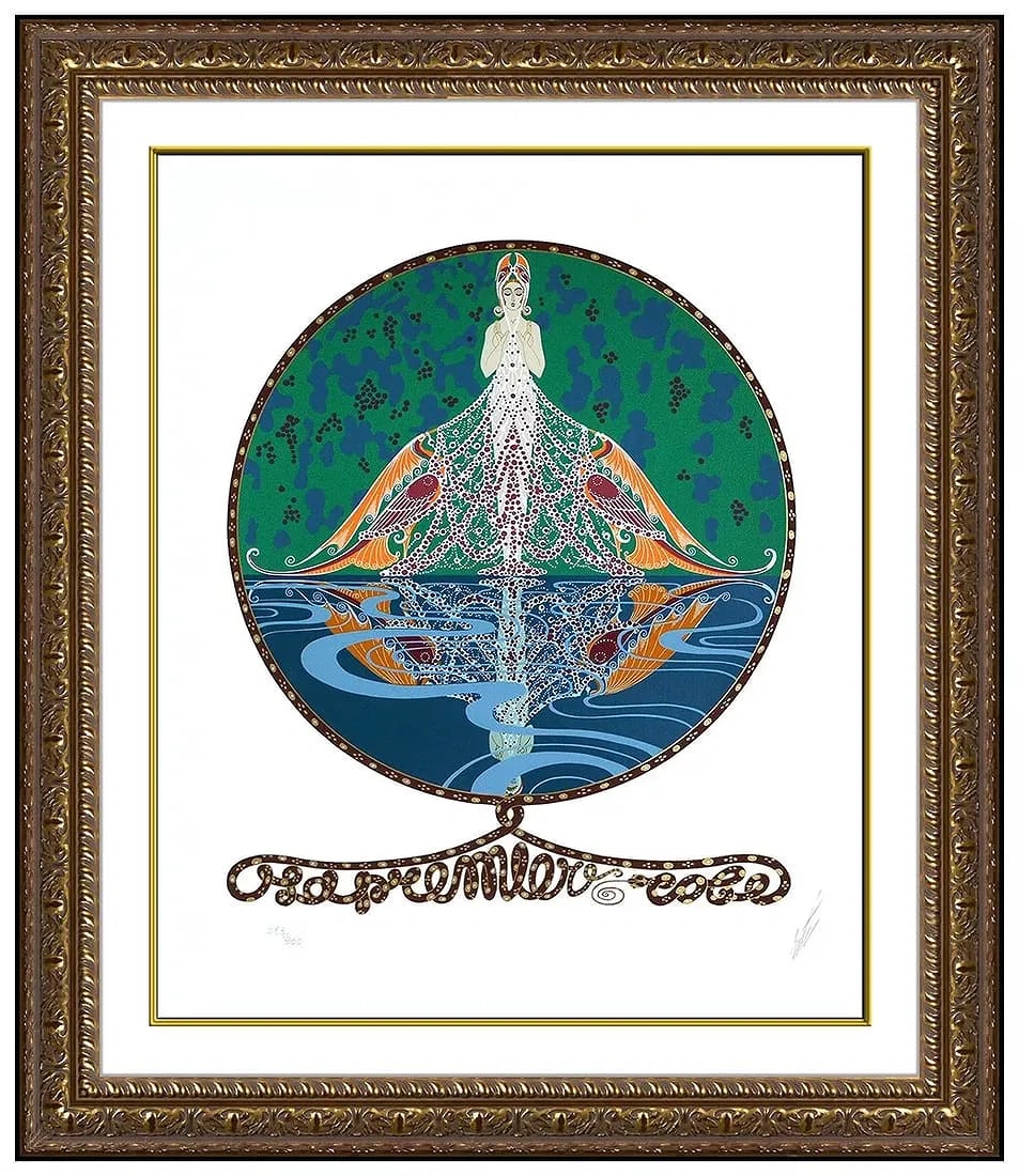 Erte The First Dress Original Embossed Color Serigraph Hand Signed Art Deco Artwork (1 of 7)