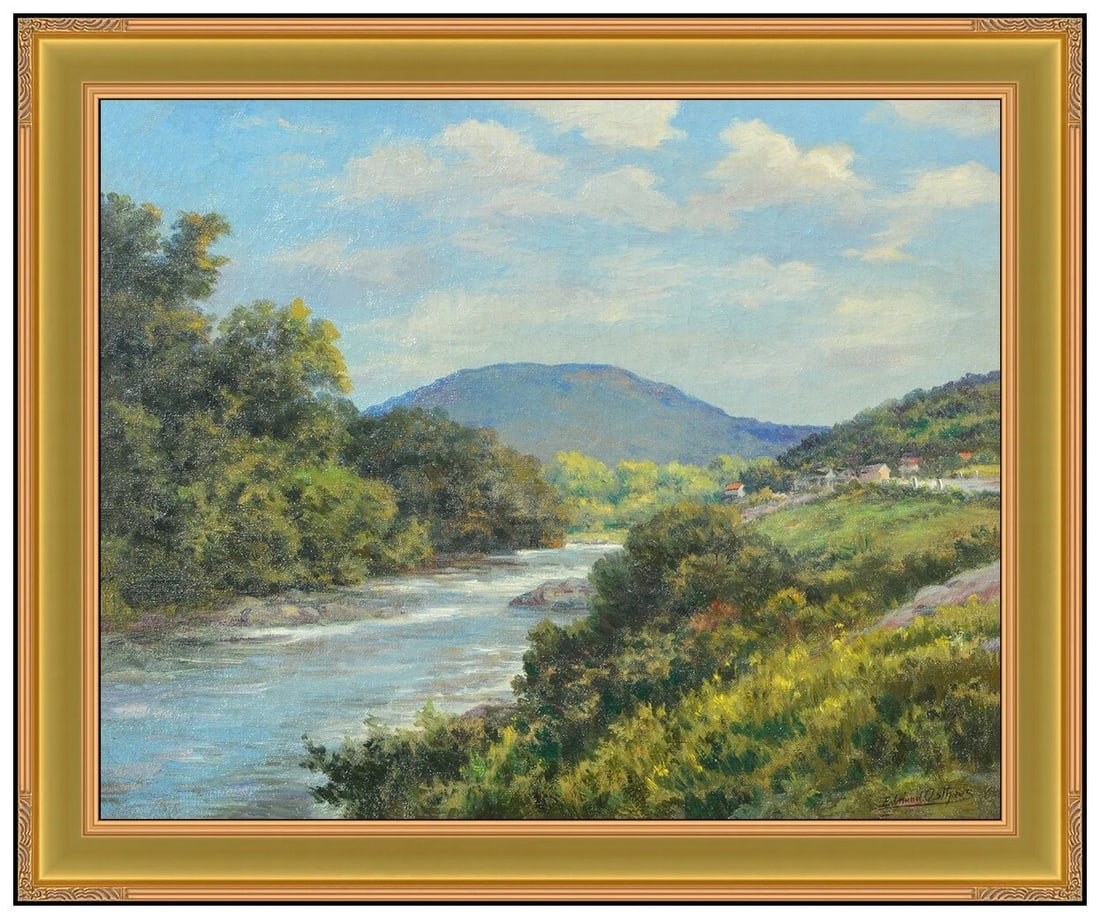 Edmund Osthaus Original Oil Painting On Canvas Signed Water Landscape Framed Art (1 of 5)