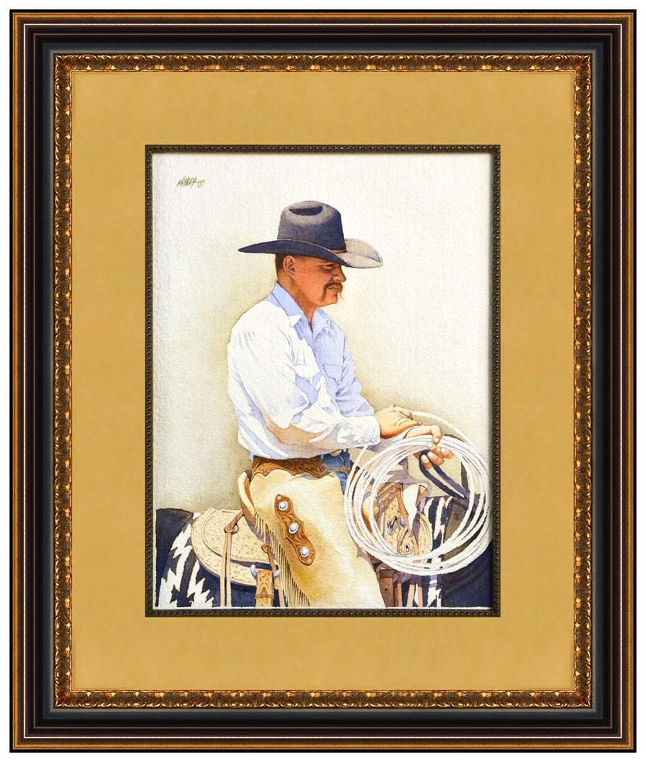 Mark Kohler Original Painting Signed Western Cowboy Figurative Portrait Framed Art (1 of 4)