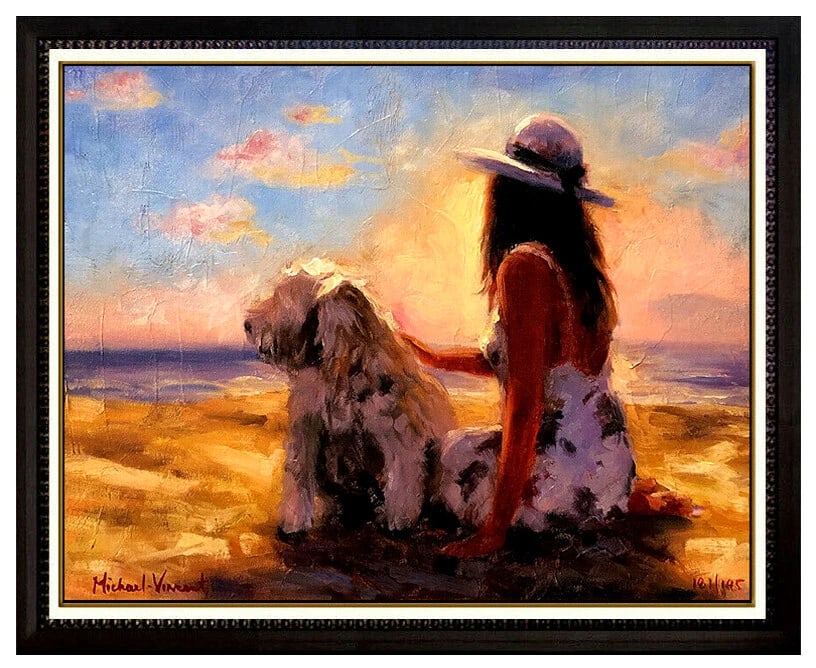 Michael Vincent Catalina Dog Original Hand Embellished Giclee On Canvas Signed Art (1 of 4)