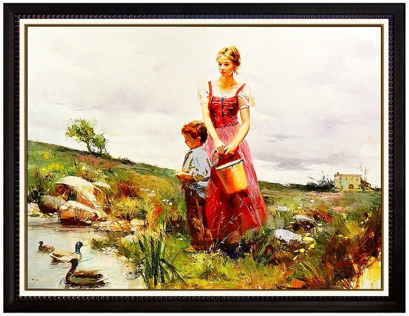 Pino Daeni New Friends Original Hand Embellished Giclee On Canvas Signed Landscape Art (1 of 5)